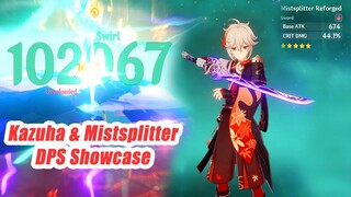 Kazuha & Mistsplitter Damage Showcase - Broken Weapons For Main DPS - Genshin Impact