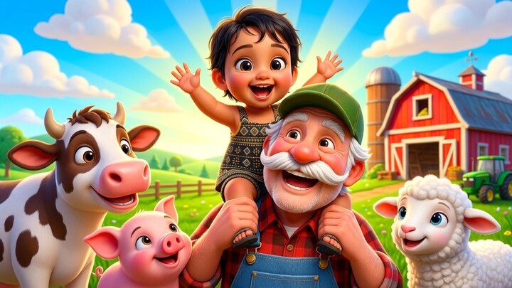 The Farm Animal Song 🐮🐷 Learn Animal Sounds with AnNisa & Grandpa | Kids Nursery Rhymes