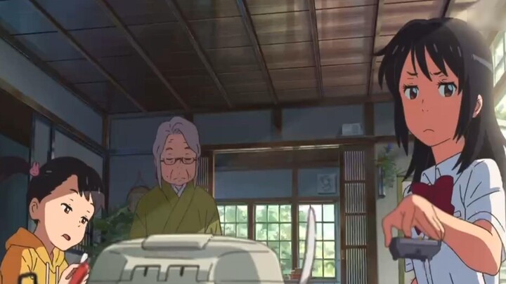 {Your name} Mitsuha: Hum! Let me see what you were doing while I was away, Hachimangaki