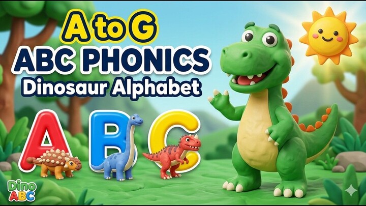 ABC Phonics Song 🦖 Dinosaur Alphabet A to G _ Learn Alphabet Sounds for Kids