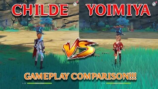 Yoimiya vs Childe Vaporize Team comp! gameplay COMPARISON!!