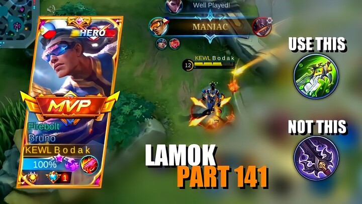 LAMOK PART 141 | BRUNO BEST BUILD AND EMBLEM SEASON 24 | Mobile Legends Bang Bang