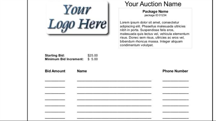 Free Silent Auction Bid Sheet Templates | How to download Free Silent Auction Bid Sheet Templates