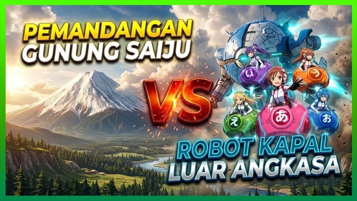 Hiragana Robot Ball Power #02 - Pemandangan Gunung Saiju vs Robot Kapal luar angkasa rangkasa