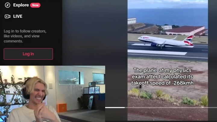 xQc phát ngượng: “Tôi tính ra tốc độ cất cánh của máy bay là -268 km/h”