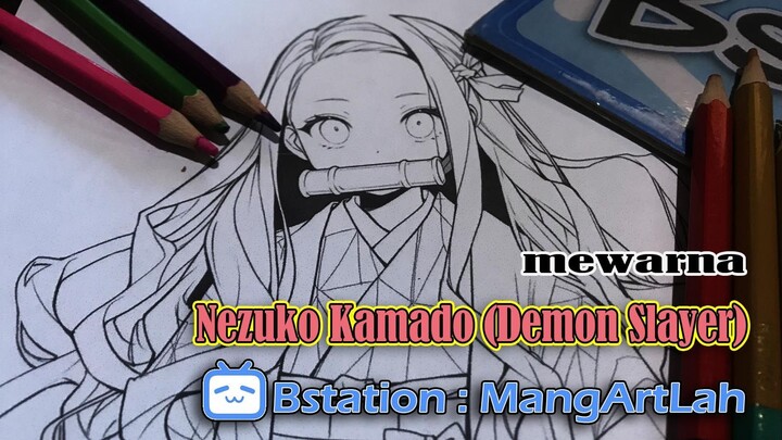 Mewarnai Nezuko Kamado dari anime Demon Slayer