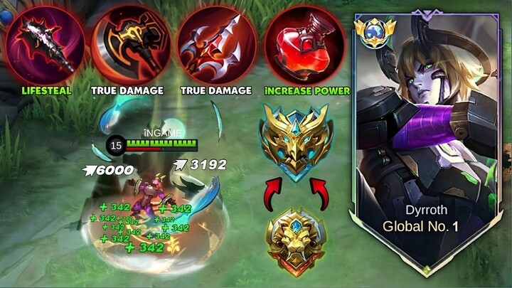 DYRROTH GLOBAL TUTORIAL TO RANK UP FASTER (DYRROTH NEW BEST DAMAGE BUILD) MLBB