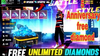 Free Unlimited Diamonds || Free Fire 5th Anniversary Free Rewards and Unlimited Diamond Free