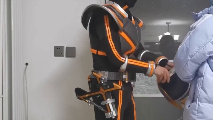 Kamen Rider Caesar's leather suit is on display
