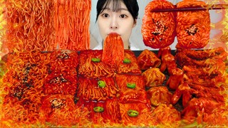 ASMR MUKBANG| 직접 만든 불닭 버섯 불닭쌈 소세지 먹방 & 레시피 FRIED CHICKEN AND FIRE NOODLES EATING