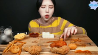 Gà rán, gà rán sốt gia vị, phô mai viên khoai tây chiên phần 7 #mukbang