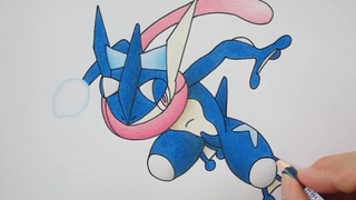 วาดรูปการ์ตูน เก็คโคงะ Greninja Drawing จากการ์ตูน โปเกม่อน Pokemon
