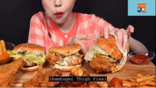 Mukbang hambuger và cánh gà chiên #anngon