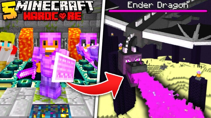 FIRST TIME Defeating The Ender Dragon in Minecraft Hardcore