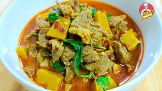 แกงเผ็ดเนื้อใส่ฟักทอง Beef Red Curry with Pumpkin ทำง่ายใครทำก็อร่อย สไตล์ | ครัวบ้านๆ Channel