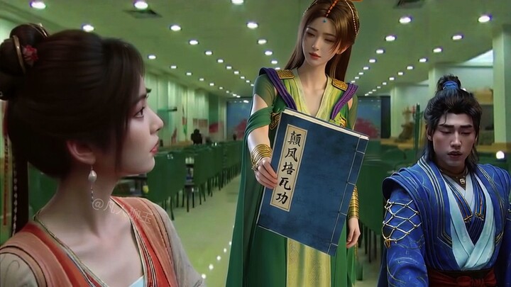 On Han Li’s last night before ascending, Liu Yu lavishly comforts Mu Peiling.