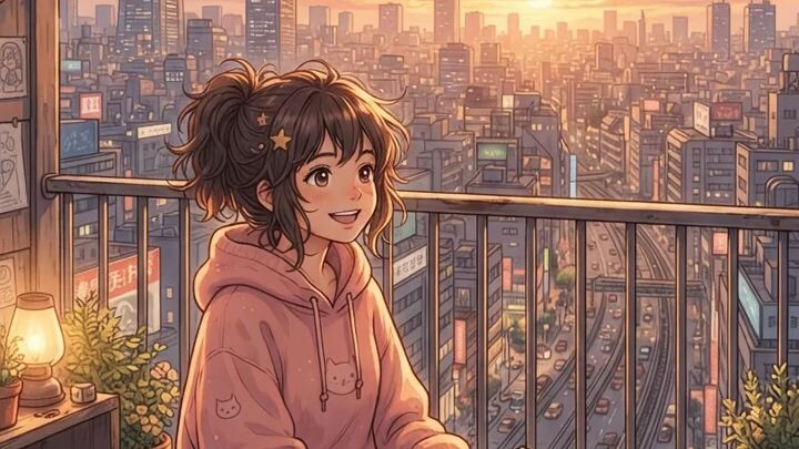 Sunset Chill Vibes 🌇 | Aesthetic AI Anime Lofi #Shorts