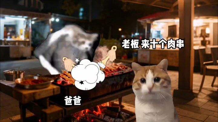 Maaf, dua tusuk sate ini aku simpan untuk anakku #meme-kucing