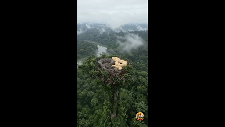 丛林树顶竟然藏着两条巨型蛇！😳🐍🌳 Two Giant Snakes Hidden High Above the Jungle #奇幻世界 #野生动物 #超现实
