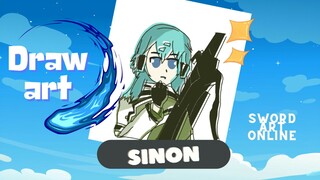 Menggambar Sinon Gun Gale Online | Maaf berantakan 🙇