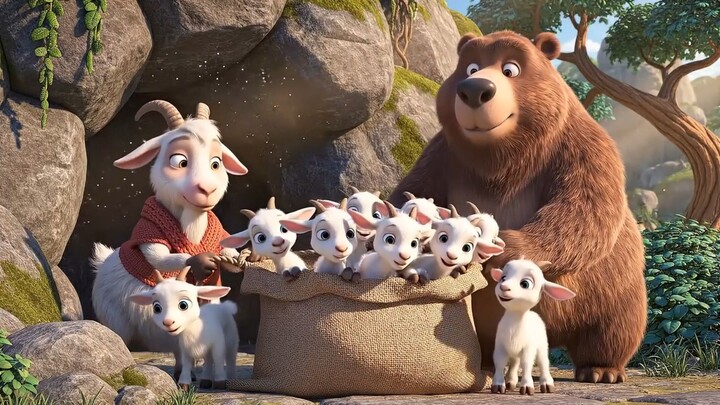 7 Little Goats in Danger! 🐐⚡ Will Mother Goat Save Them? | A2 English Story