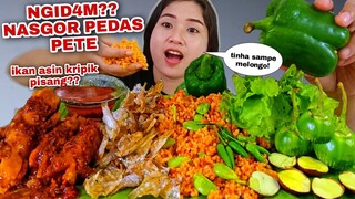 TERLALU LAP4R⁉️ NASI GORENG PETE IKAN ASIN KRIUK LALAPAN JENGKOL MENTAH CABE RAWIT PAPRIKA TERONG