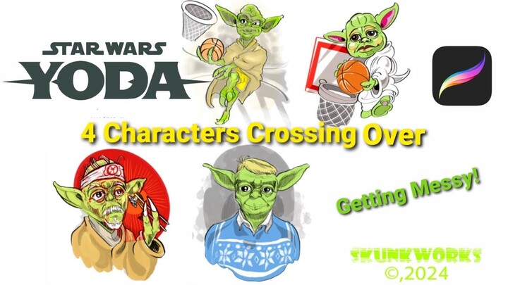 I DREW YODA AS 4 DIFFERENT CHARACTERS ON PROCREATE! #SKUNKWORKZ