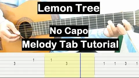 Lemon Tree Guitar Lesson Melody Tab Tutorial No Capo Guitar Lessons for Beginners