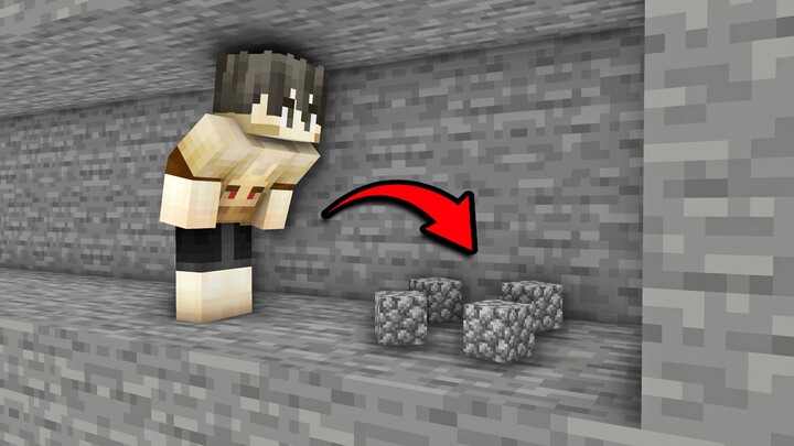 Just crouch, and it’ll automatically break nearby blocks!