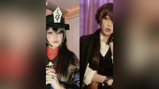 duet with  Mr. Zhongli 🖤🖤🖤 genshinimpact zhongli hutao cosplay