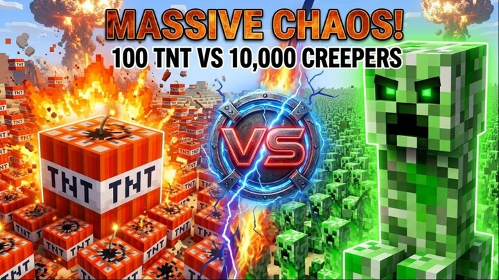 minecraft 100 TNT vs 10000 creeper