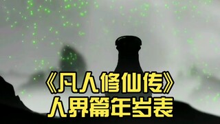 《凡人修仙传》人界篇年岁表，韩立14岁炼气期3层，25岁成功筑基