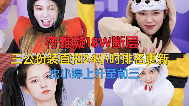 符雅凝维持一位18W断层，沈小婷上升至前三，颜值就是正义!苏芮琪上升一名，中国妹妹就是棒!玛雅掉出前十金多娟补位