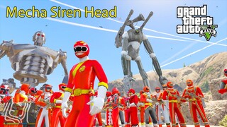 GTA 5 Mod - Biệt Đội Siêu Nhân Đỏ Mất Kiểm Soát Mecha Siren Head Siêu To Khổng Lồ