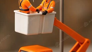 Miniature Pekerja Teknisi Lampu Jalanan yang Tersetrum listiknya