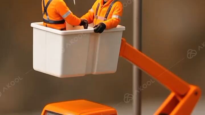 Miniature Pekerja Teknisi Lampu Jalanan yang Tersetrum listiknya