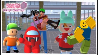 MISI MENCARI KARAKTER GAME DI SAKURA SCHOOL SIMULATOR - mr.stumble guys, toca town, granny, impostor