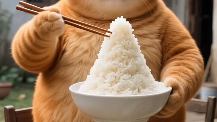 cat cooking and eating