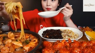Ăn và cảm nhận mì hải sản, cơm trộn, gà cay #anngon