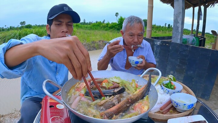 Lươn nấu mẻ chua cay || mukbang đồng quê