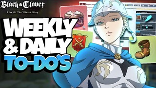 ALL THE DAILY & WEEKLY ROUTINES YOU NEED TO DO AS A F2P PLAYER & PROGRESS FAST - Black Clover Mobile