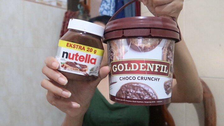 perama kali nyobain nutela dan goldenfil