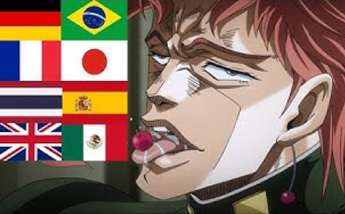[Eight languages] Kakyoin eating cherries in different languages