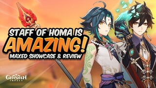 STAFF OF HOMA IS SO GOOD! New Weapon Review & Showcase (Zhongli & Xiao) | Genshin Impact