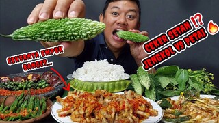 MAKAN LALAPAN JENGKOL MENTAH DI CAMPUR PETE MENTAH +SAMBAL TERASI + CEKER SETAN MERCON TULANG LUNAK