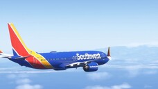 Flight of a passenger airliner Boeing 737 Max8 of Southwest Airlines