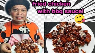 FRIEND CHICKEN WITH BBQ SAUCE AND SESAME SEEDS|SUPER SARAP