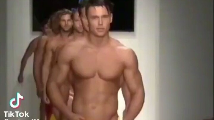 Runway show by European and American male models