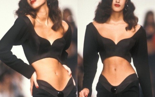 这才是真正的“蜂腰美胸，神仙身材”怪不得被赞为是腰精鼻祖!  90年代的台步大神Yasmeen Ghauri