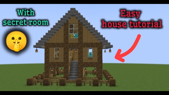 How to build survival house in Minecraft?  Easy house tutorial with Secret room 🤫